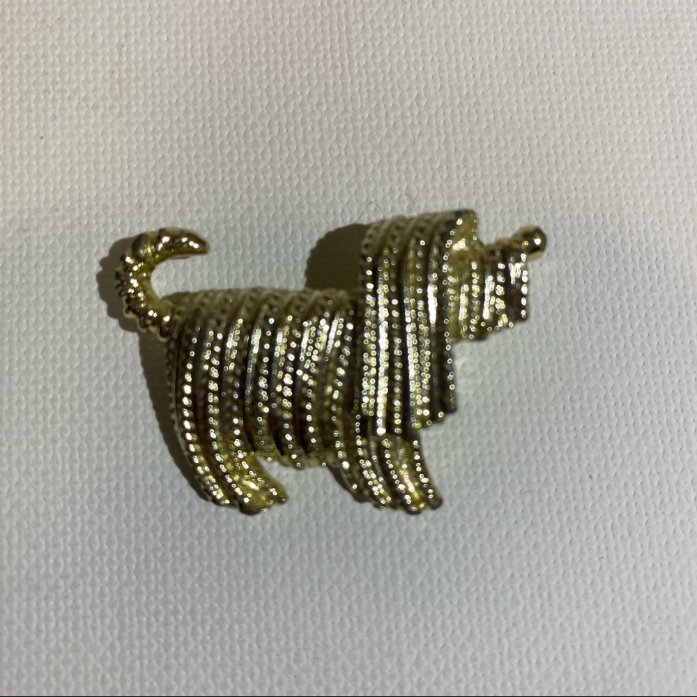 Vintage Silver Toned Shaggy Dog Brooch